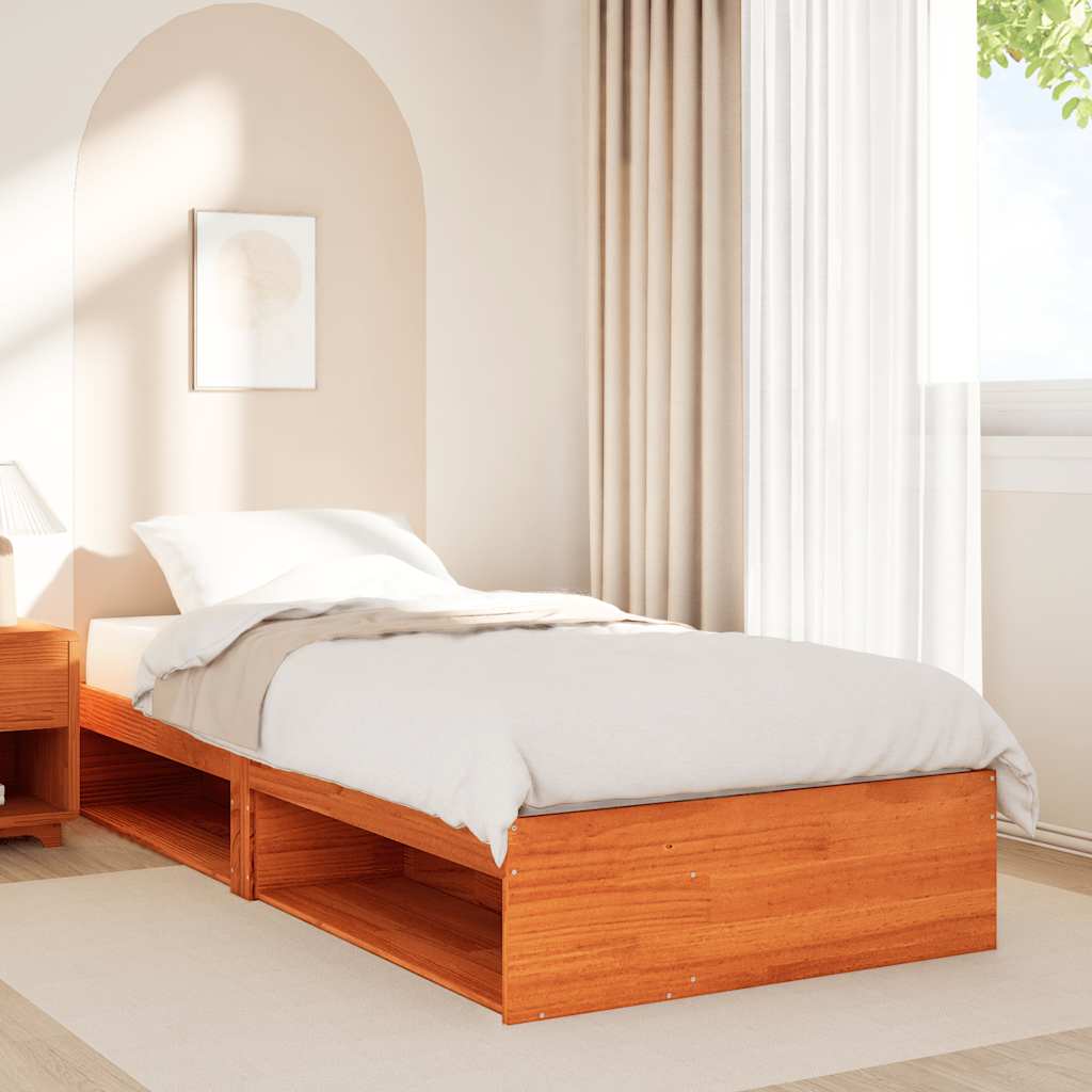 Day Bed without Mattress Wax Brown 100x200 cm Solid Wood Pine